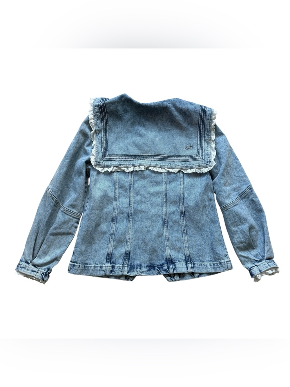 Damson Madder Broderie Sailor Denim Jacket US 8 NWT Lace Collar Coastal Preppy - Picture 16 of 16